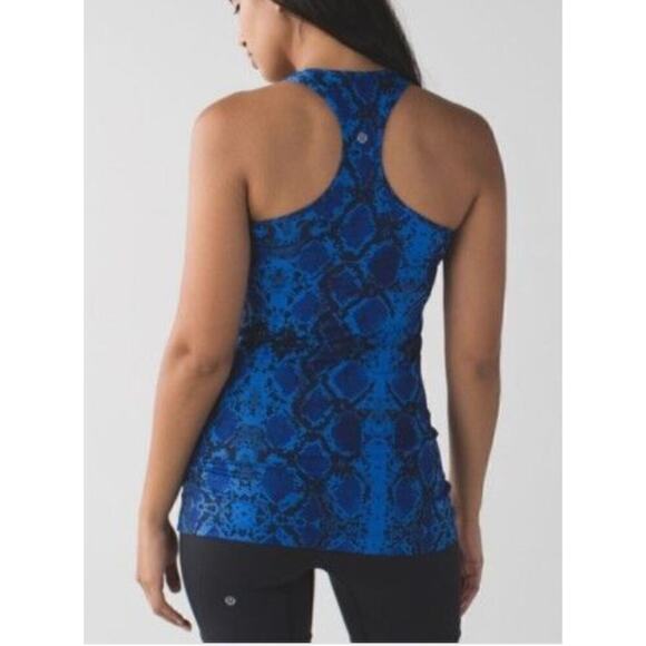 Lululemon Snakeskin Print Racerback Workout Tank Top Blue Black, XS - Picture 9 of 9